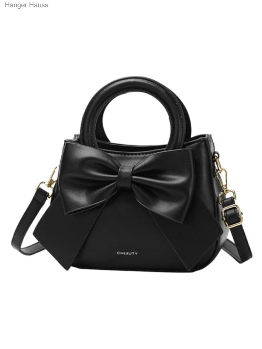 Small Vegan Leather Crossbody Bag with Bow Knot and Top Handle